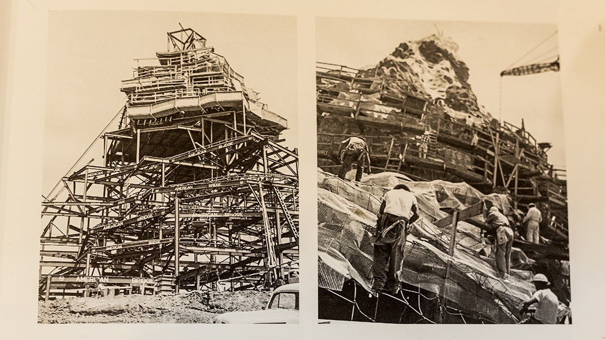 Copies of photos of the Matterhorn's construction.